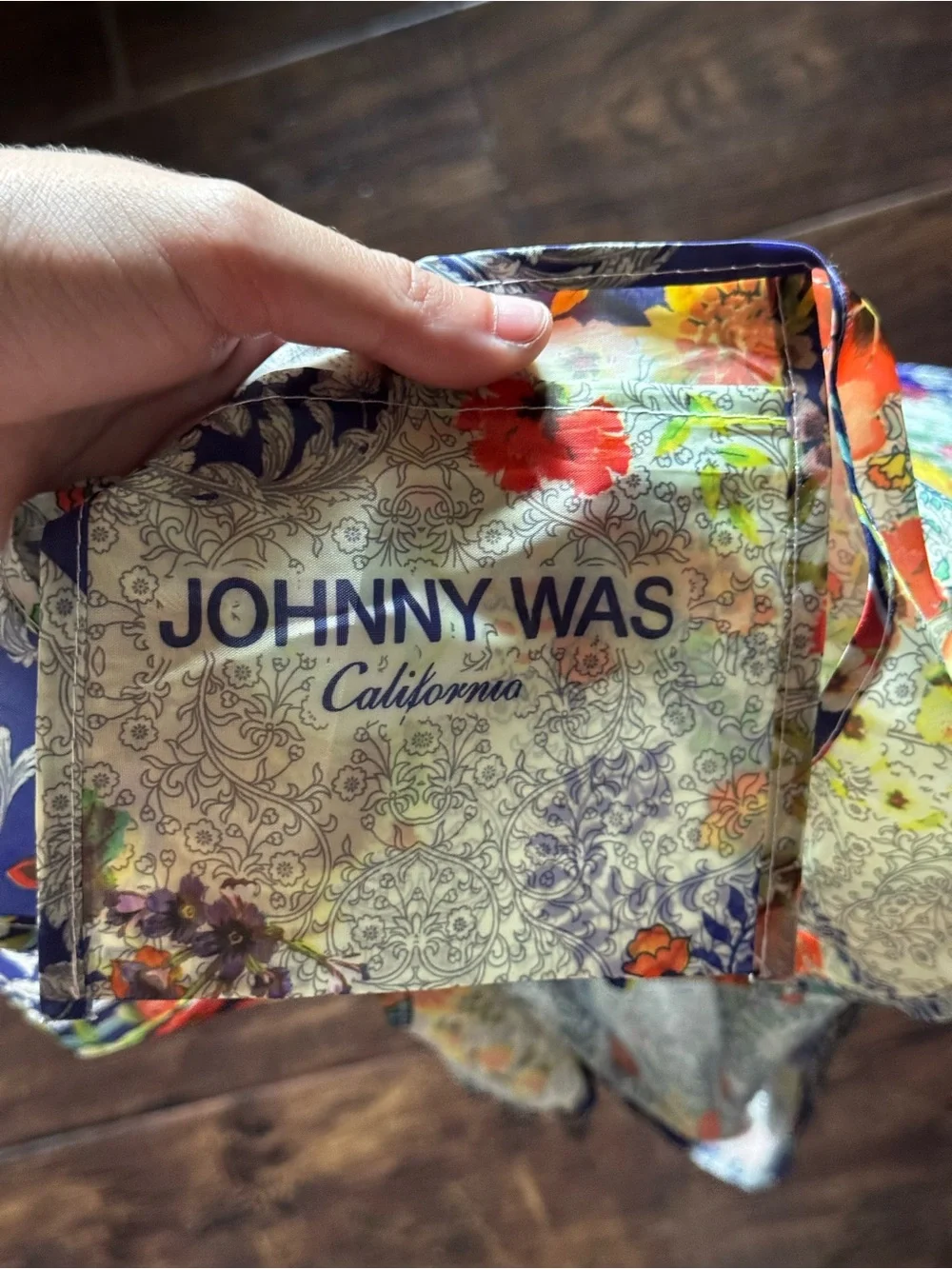 NWOT Johnny Was California Reusable Nylon Tote Bag Paisley Pattern